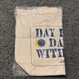 CLOVE Beige Tote Bag with Blue and Yellow Print